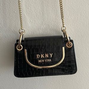 DKNY faith micro crossbody (black croco)